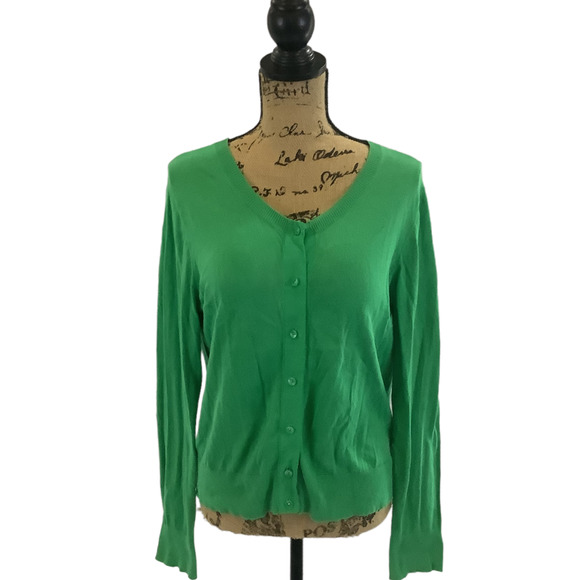 Banana Republic Sweaters - Banana Republic Green Womens L Long Sleeve Scoop Neck Button Cardigan Sweater